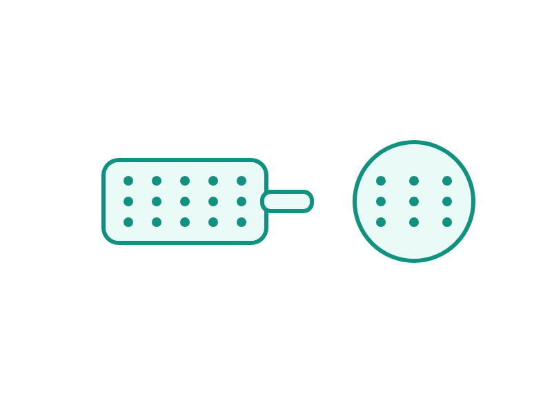 Illustration of an inlet filter and frit. Generic drawing, not a photograph of this part.
