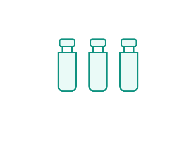 Illustration of autosampler vials. Generic drawing, not a photograph of this part.